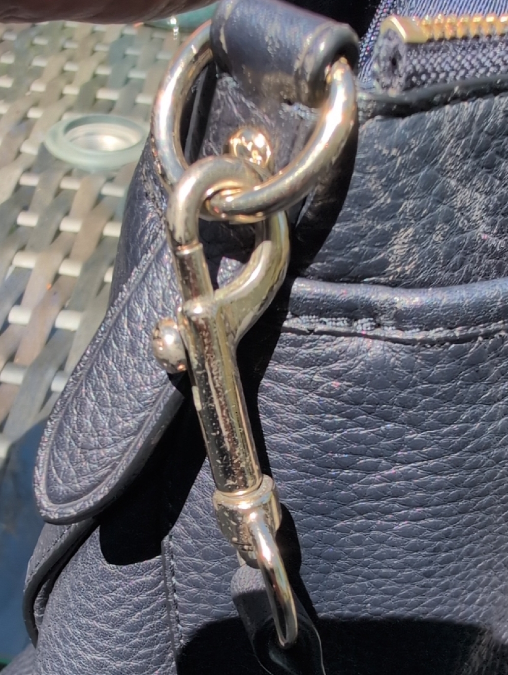 Coach Navy Pebbled Leather Tote With Removable Shoulder Strap - Picture 9 of 12
